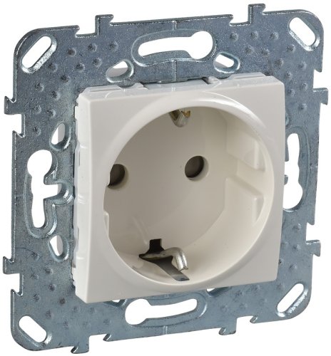 Розетка с заземлением без рамки Schneider Electric Unica 1-м. шторки бежевый картинка